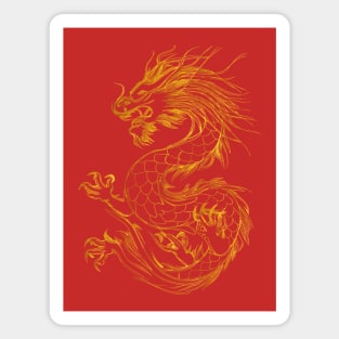 Golden Chinese Dragon Magnet